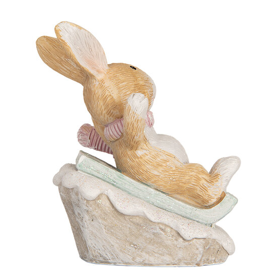 Clayre & Eef | Decoratie Konijn Bruin Wit 8x6x9 cm | 6PR5885