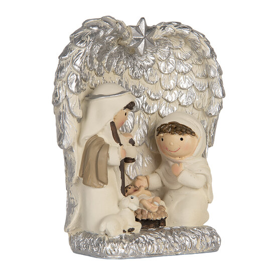 Clayre & Eef | Kerstdecoratie Kerstgroep Zilverkleurig Wit 12x6x13 cm | 6PR5896