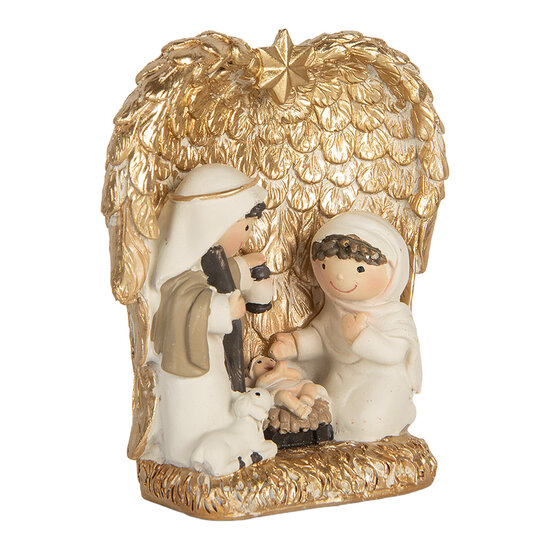 Clayre & Eef | Kerstdecoratie Kerstgroep Goudkleurig Wit 12x6x13 cm | 6PR5898