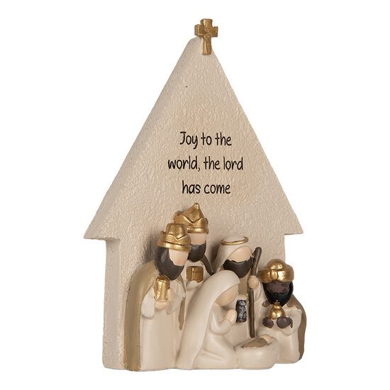 Clayre & Eef | Kerstdecoratie Kerstgroep Beige Goudkleurig 16x6x21 cm | 6PR5904