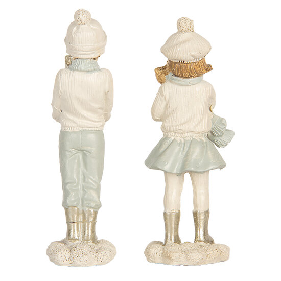 Clayre & Eef | Kerstdecoratie Kinderen set van 2 Wit Groen 5x4x11 cm | 6PR5917