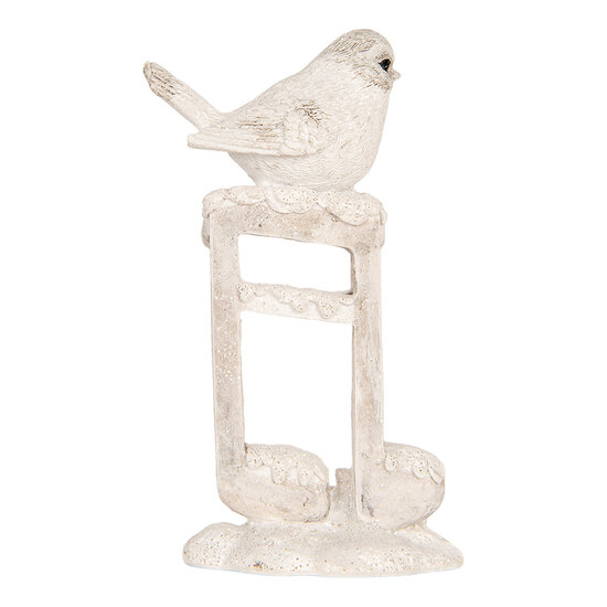 Clayre & Eef | Decoratie Vogel Beige Wit 8x4x13 cm | 6PR5927