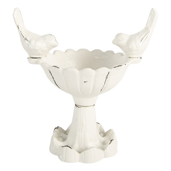 Clayre &amp; Eef   | Vogelbad Wit 14x10x15 cm | 6Y5741