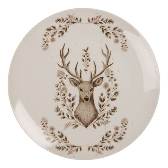 Clayre &amp; Eef   | Servies Ontbijtbord Beige Bruin &oslash; 20x2 cm | GTWDP