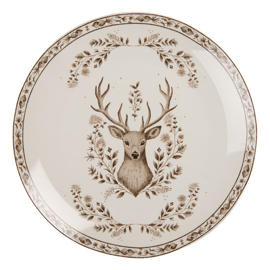 Clayre &amp; Eef   | Servies Dinerbord Beige Bruin &oslash; 26x2 cm | GTWFP