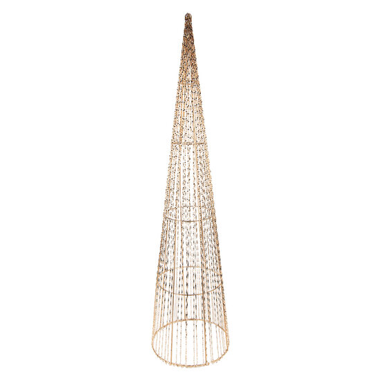 Clayre & Eef | Decoratie kegel met LED (set van 3) Goudkleurig ø 20x80/16x60/11x40 cm / 7xAA | 50828