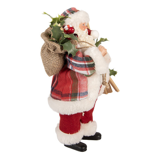 Clayre & Eef | Kerstdecoratie Kerstman Rood Wit 16x13x27 cm | 66356