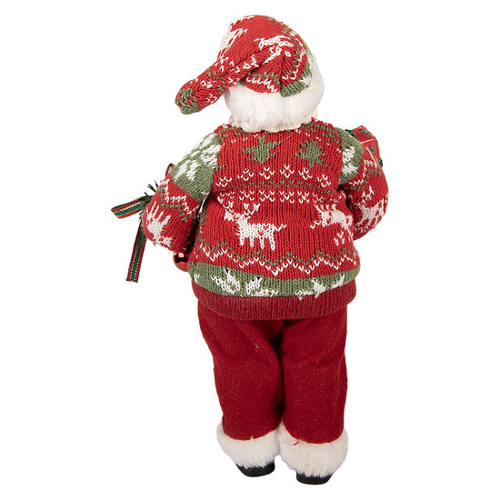 Clayre & Eef | Kerstdecoratie Kerstman Rood Groen 16x11x27 cm | 66357