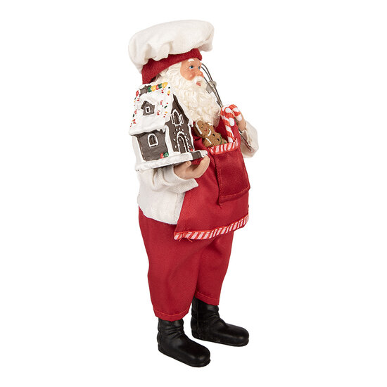 Clayre & Eef | Kerstdecoratie Kerstman Rood Wit 16x9x26 cm | 66358