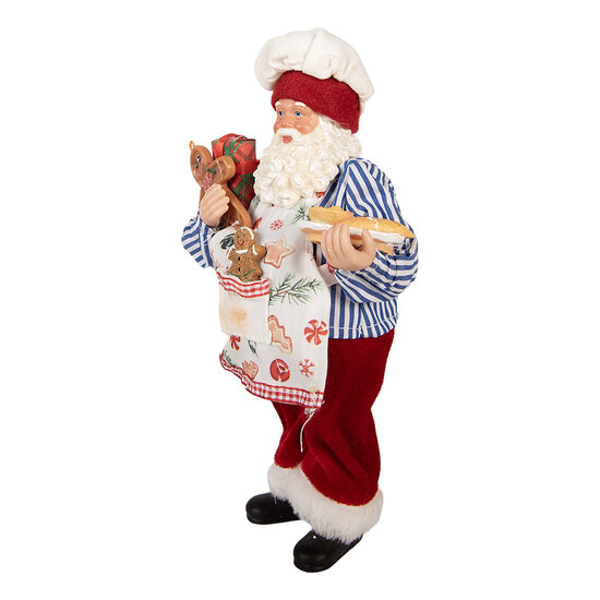 Clayre & Eef | Kerstdecoratie Kerstman Rood Wit 15x10x26 cm | 66359