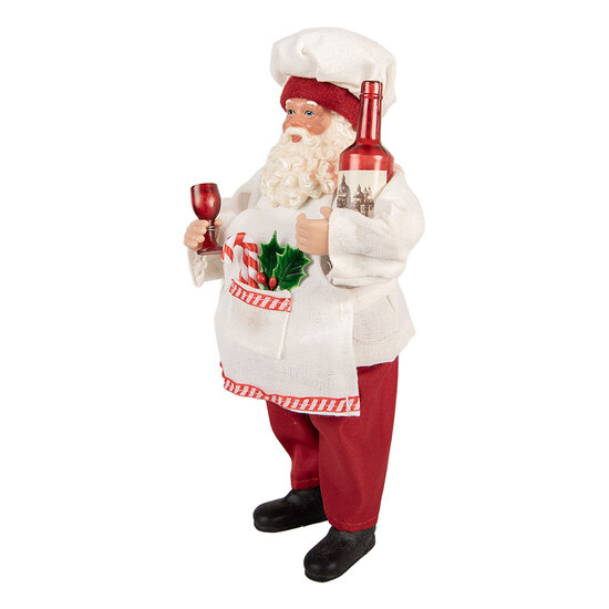 Clayre & Eef | Kerstdecoratie Kerstman Rood Wit 15x10x27 cm | 66361
