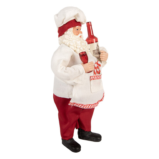 Clayre & Eef | Kerstdecoratie Kerstman Rood Wit 15x10x27 cm | 66361