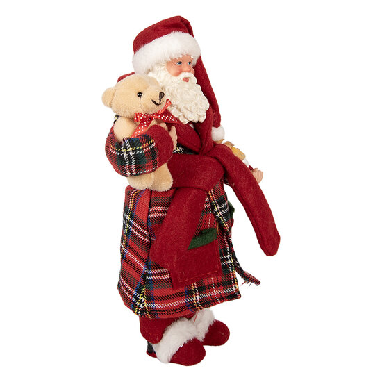 Clayre & Eef | Kerstdecoratie Kerstman Rood Groen 16x11x28 cm | 66362