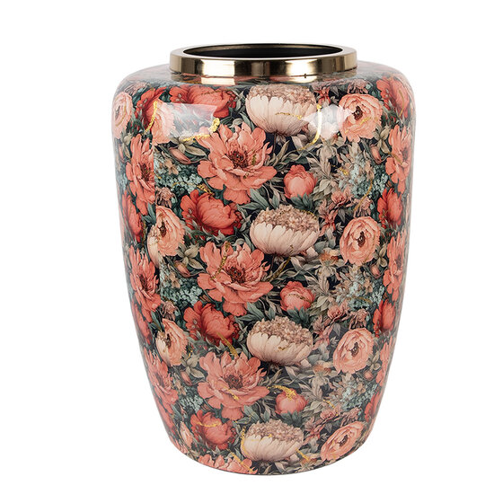 Clayre & Eef | Decoratie Vaas Groen Roze ø 33x44 cm | 66376