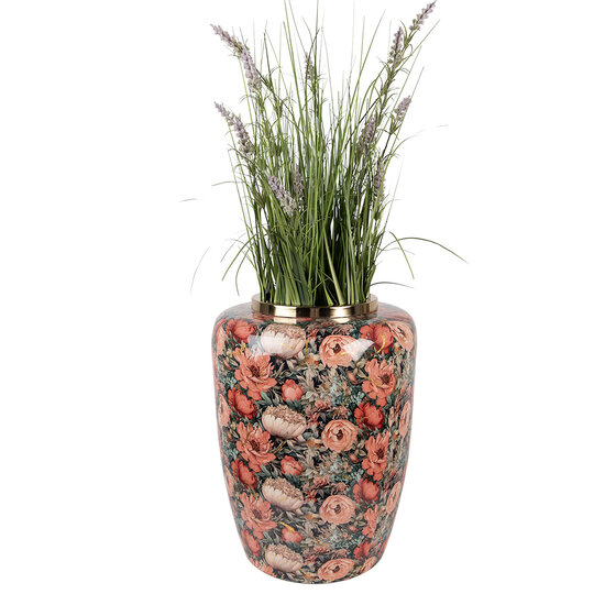 Clayre & Eef | Decoratie Vaas Groen Roze ø 33x44 cm | 66376