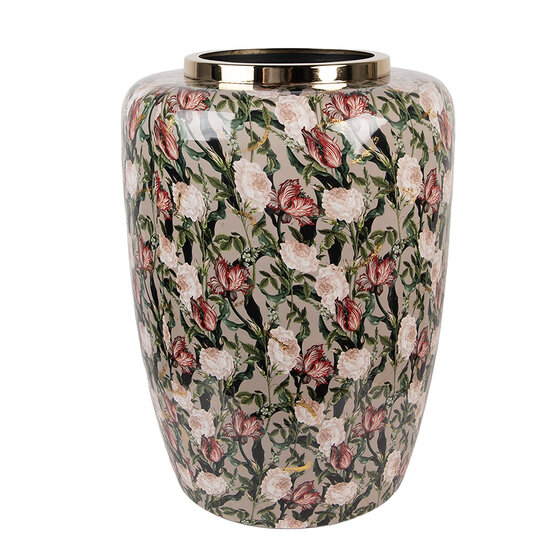 Clayre & Eef | Decoratie Vaas Grijs Roze ø 33x44 cm | 66377