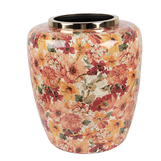 Clayre &amp; Eef   | Decoratie Vaas Beige Oranje &oslash; 33x36 cm | 66378