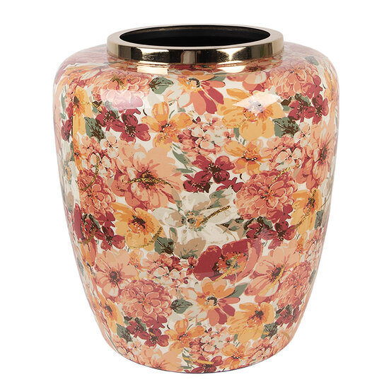 Clayre &amp; Eef   | Decoratie Vaas Beige Oranje &oslash; 33x36 cm | 66378