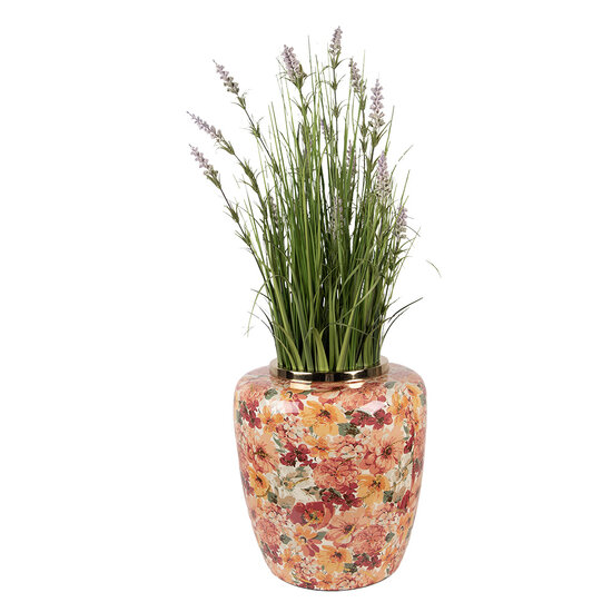 Clayre &amp; Eef   | Decoratie Vaas Beige Oranje &oslash; 33x36 cm | 66378