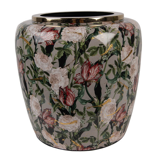 Clayre & Eef | Decoratie Vaas Grijs Roze ø 25x25 cm | 66380