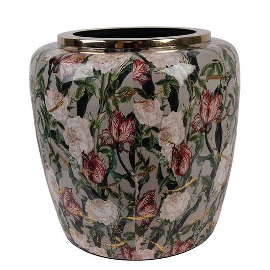 Clayre & Eef | Decoratie Vaas Grijs Roze ø 25x25 cm | 66380