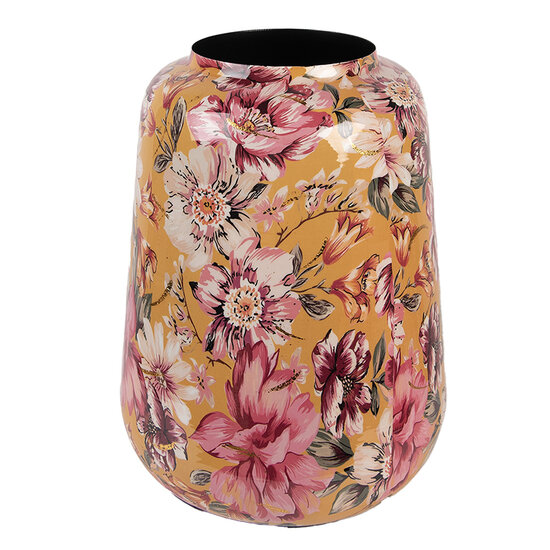 Clayre & Eef | Decoratie Vaas Geel Roze ø 27x34 cm | 66383