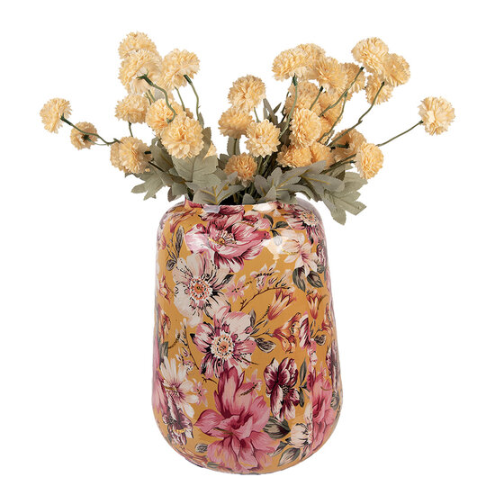 Clayre & Eef | Decoratie Vaas Geel Roze ø 27x34 cm | 66383