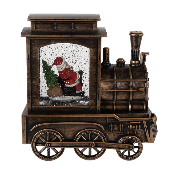 Clayre & Eef | Kerstdecoratie Locomotief met Kerstman Bruin 20x9x21 cm / 3xAA | 66413