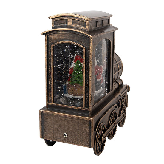 Clayre & Eef | Kerstdecoratie Locomotief met Kerstman Bruin 20x9x21 cm / 3xAA | 66413
