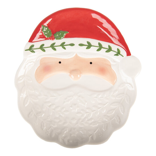 Clayre &amp; Eef   | Serveerschaal Wit Rood 29x26x5 cm | 6CE2365