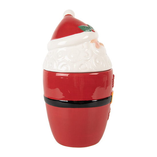 Clayre & Eef | Mok met deksel en lepel Rood Wit 13x9x17 cm / 300 ml | 6CEMU0218