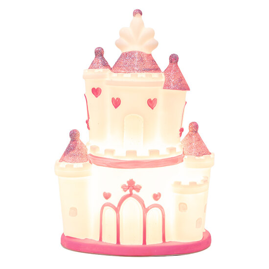 Clayre & Eef | Nachtlampje kasteel LED Roze Paars 16x11x24 cm | 6LMP802