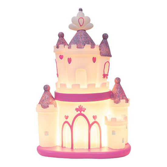 Clayre & Eef | Nachtlampje kasteel LED Roze Paars 23x16x35 cm | 6LMP803