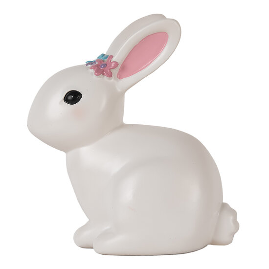 Clayre & Eef | Nachtlampje Konijn LED Wit Roze 21x13x22 cm | 6LMP805