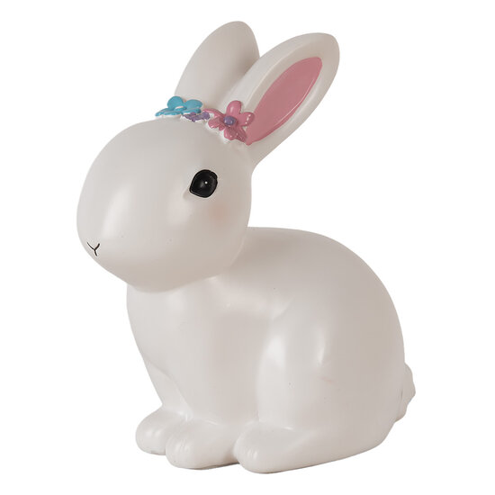 Clayre & Eef | Nachtlampje Konijn LED Wit Roze 21x13x22 cm | 6LMP805