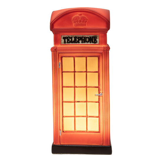 Clayre &amp; Eef   | Nachtlampje Telefooncel LED Rood Bruin 10x10x23 cm | 6LMP813