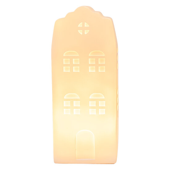 Clayre & Eef | Nachtlampje Huisje LED Wit 9x9x21 cm | 6LMP816
