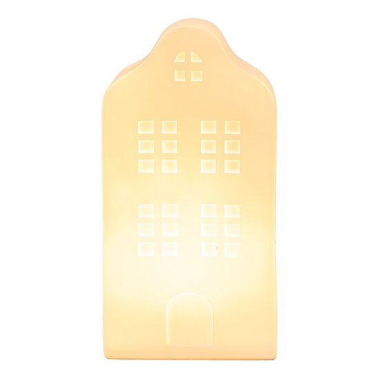 Clayre & Eef | Nachtlampje Huisje LED Wit 8x9x17 cm | 6LMP818