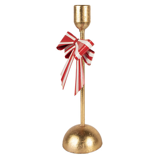 Clayre & Eef | Kandelaar Goudkleurig Rood 11x9x28 cm | 6Y5941