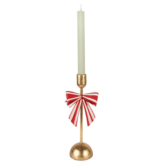 Clayre & Eef | Kandelaar Goudkleurig Rood 11x9x28 cm | 6Y5941
