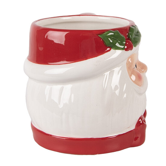 Clayre &amp; Eef   | Mok Wit Rood 13x10x9 cm / 300 ml | 6CEMU0211