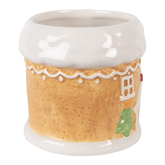 Clayre & Eef | Mok Bruin Wit 13x9x9 cm / 300 ml | 6CEMU0216