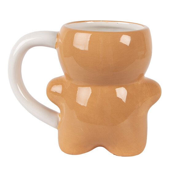Clayre & Eef | Mok Bruin Wit 14x8x11 cm / 300 ml | 6CEMU0222