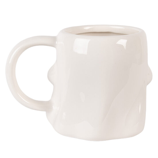Clayre &amp; Eef   | Mok Wit Zwart 14x9x10 cm / 350 ml | 6CEMU0224