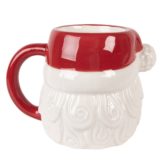 Clayre & Eef | Mok Wit Rood 15x11x11 cm / 500 ml | 6CEMU0227
