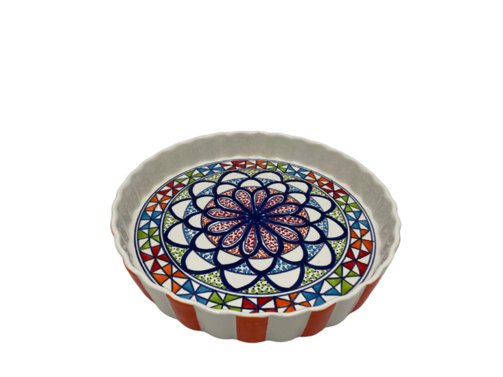 Quicheschaal taartvorm Naoura serveerschaal handgemaakt Ø 24 groen rood blauw | QU.NA.30 | Dishes & Deco
