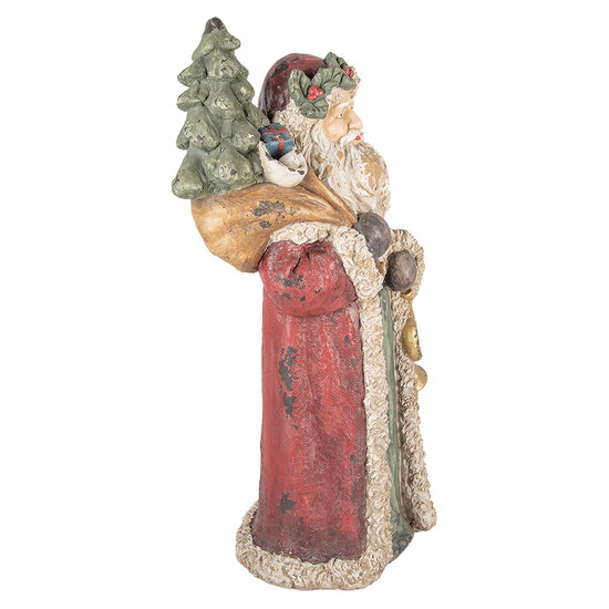 Clayre &amp; Eef   | Kerstdecoratie Kerstman Rood Beige 35x28x83 cm | 5MG0091
