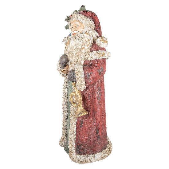 Clayre &amp; Eef   | Kerstdecoratie Kerstman Rood Beige 35x28x83 cm | 5MG0091