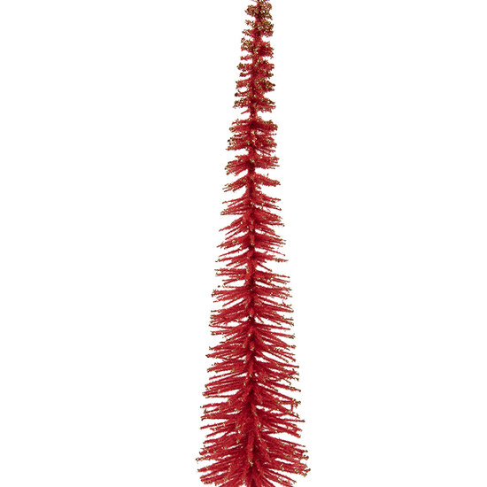 Clayre &amp; Eef   | Decoratie Kerstboom Rood Goudkleurig &oslash; 8x40 cm | 66317R