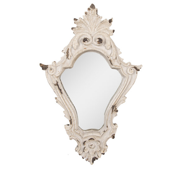 Clayre &amp; Eef   | Wandspiegel Wit Bruin 27x5x42 cm | 62S321